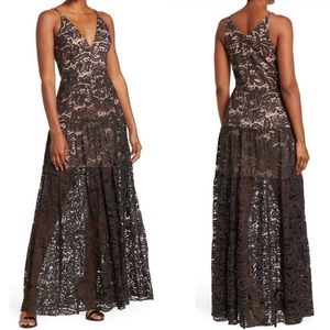 Dress The Population Olinda Crochet Lace Dress Navy Gown NWT Medium